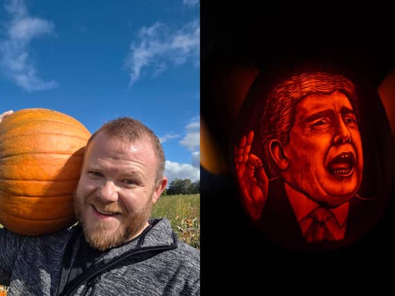 Jamie and his pumpkin carving