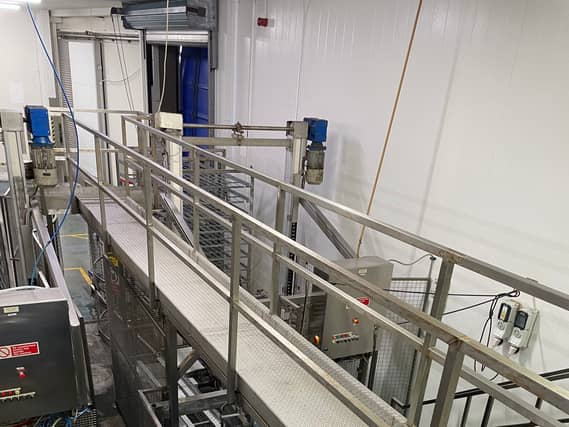 Overhead view of the production line at Peterhead fish processing company
