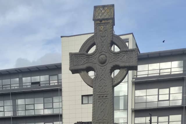 The Cenotaph in Drogheda, which records the names, ranks and regiments of the men from Drogheda and the surrounding area who lost their lives during the First World War