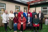 Pictured from left  at the opening were are Laura Finnerty, Breege Staunton, Pauline Brennan Fahey, Cllr Ger Deere, Keira Keogh TD, Cllr Donna Sheridan, Cllr Blackie Gavin and Cllr Michael Kilcoyne. Front row: Rebecca King, Caithríona Murrihy, Minister Dara Calleary and Roser Sanchez Escarra