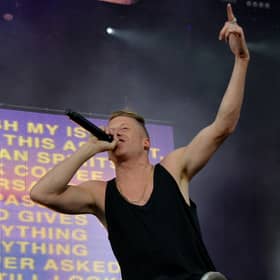 Macklemore performs at the Leeds Festival 2014