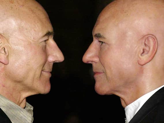 Patrick Stewart and his wax model