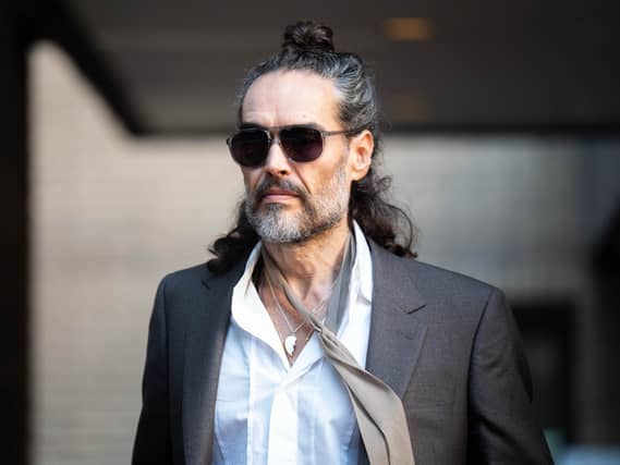Russell Brand leaving Southwark Crown Court