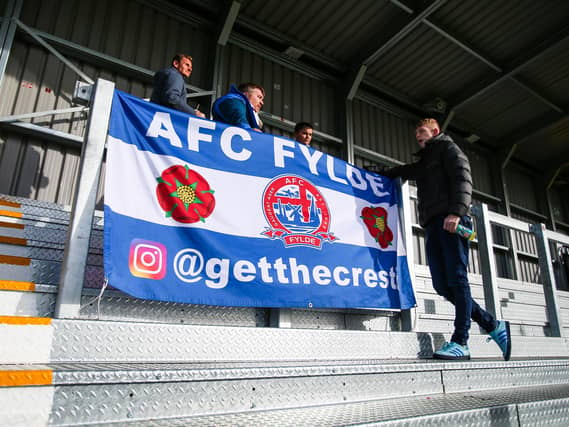 The AFC Fylde flag in the stands