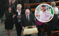 Unusual detail at Michael Gaine's funeral amid tears as murder suspect stays away