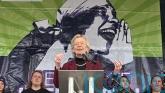 Former Irish president condemns US &lsquo;attacks on truth&rsquo; during women&rsquo;s day rally