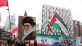 Thousands protest at US embassy in London calling for end to strikes on Iran