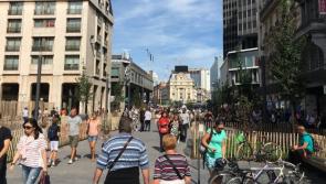 Medieval cities of Brussels and Kilkenny share streets of Kilkenny Blue Limestone  