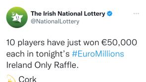 Laois EuroMillions player wins €50,000