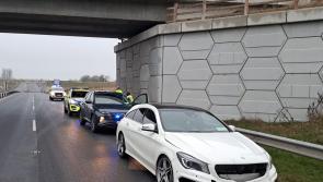 PICS: Gardaí in Kildare arrest drunk-driver who crashed through roundabout on Sallins bypass