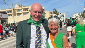 Grand Marshall Anthony Molloy leads off St Patrick's Day parade in Spain