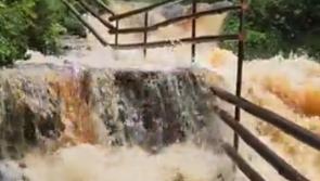 WATCH:  Spectacular unseasonal waterfall  in Slieve Blooms as river levels jump in Laois