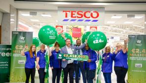 Staff in Tesco Dundalk celebrate after selling €2.4m winning Lotto ticket