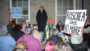 PICTURES: Protesting women in Roscrea block Main Street outside Garda Station