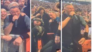 WATCH: 'I think I'm stuck' - Bruce Springsteen climbs into crowd for pitchside view in Kilkenny