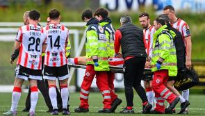 Patrick McEleney suffers a suspected broken arm in Derry City win