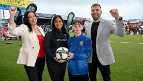 Stuart Dallas launches the 2024 SuperCupNI at the Coleraine Showgrounds
