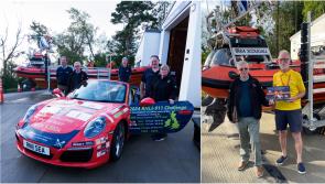 Lough Ree RNLI visited by London couple in their Porsche 911 in novel fund-raising challenge
