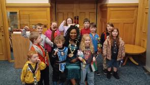 Derry children bring their concerns about Palestine to a press conference with the Mayor