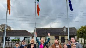 MEP raises Blue Star Flag and Amber Flag an school in Roscrea