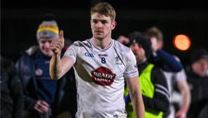 Kildare captain Kevin Feely reacts to getting promoted after Antrim win