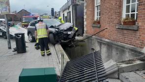 Dramatic Louth crash sees car left dangling over 12-foot drop