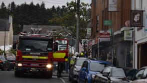 Fire services at the scene of a fire in the centre of Donegal Town 