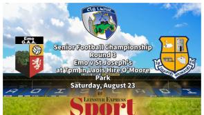 LIVE BLOG: 2023 County Champions St Joseph's face off against Emo in Round 3 of the Laois GAA SFC
