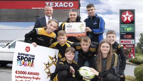 Letterkenny RFC receives &euro;5,000 award under Texaco Support for Sport initiative