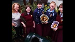 Students at St Mary's Newport show off their growing sustainability skills