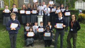 Dundalk Grammar School students receive their Young Social Innovators Certificates