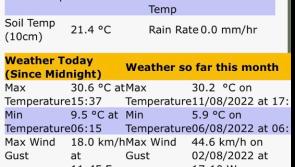 Kilkenny reaches temperature of 30.6° C  this afternoon 