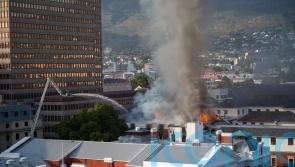 Fire crews tackle blaze at Parliament building in Cape Town
