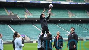 Kate cheered by England’s rugby players after starring role in lineout lift