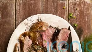 Kate Humble’s roast lamb with garden veg, oregano and feta recipe