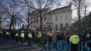 Man launches paint at Russian embassy, police say