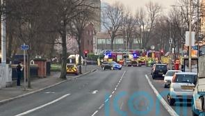 Emergency workers attend scene of collapsed wall in north Belfast
