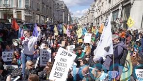 Extinction Rebellion stages sit-down protest in central London