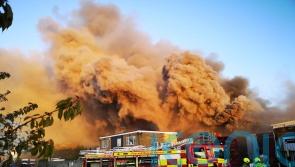 Large plume of smoke over town as fire crews tackle industrial unit blaze