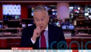 Crumbs: Huw Edwards caught out on election breakfast broadcast