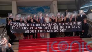 Protesters speak out against Ukraine war on Cannes red carpet