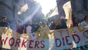 Protest at Downing Street over treatment of low-paid workers after Gray report