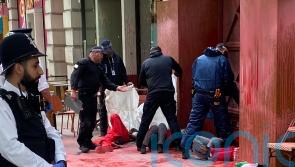 Four Palestine protesters arrested after covering London building in paint