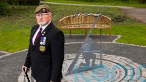 Sundial featuring silhouette of veteran unveiled to mark Falklands anniversary