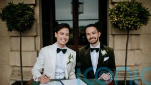 Rugby league referee James Child celebrates marriage to fiance Steven