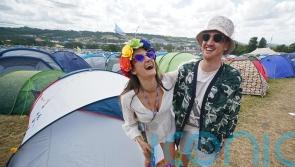 Glastonbury couple don white dress and festival gear to renew wedding vows