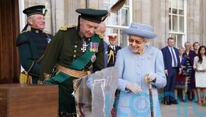 The Queen jokes with Duke of Buccleuch at Reddendo parade in Scotland