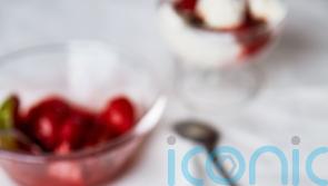 Ixta Belfrage’s whipped yoghurt with roasted strawberries and peanut fudge sauce recipe