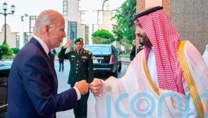 Saudi crown prince greets Biden with fist bump ahead of key meeting