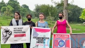LGBT+ Afghans call on UK to save them from Taliban violence in Pakistan protest